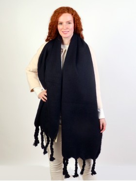 Solid Blanket Scarf W/ Twisted Tassels